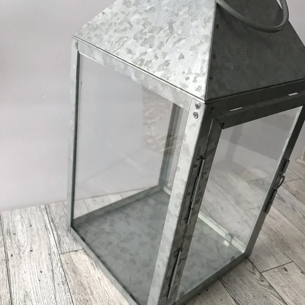 Rustic Gray Metal Lantern